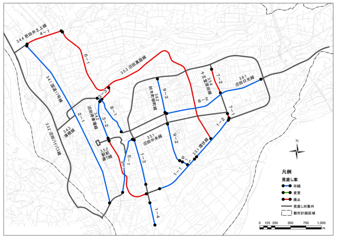 都市計画道路見直し案の図