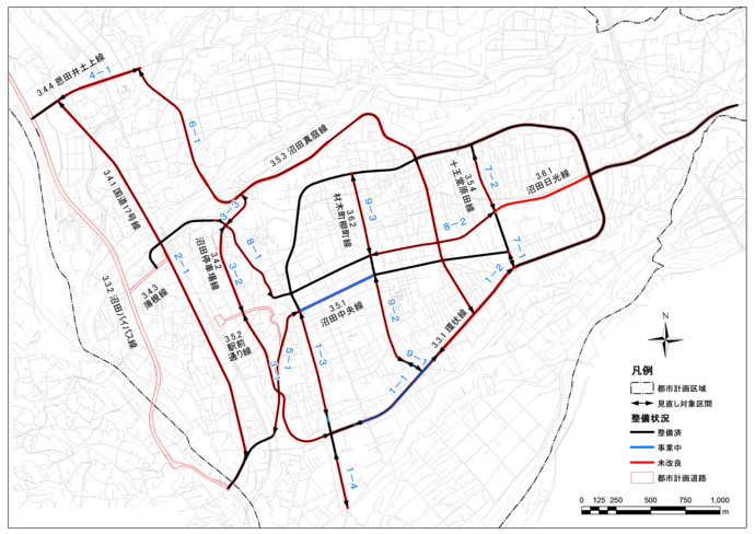 見直し対象路線（区間）の図