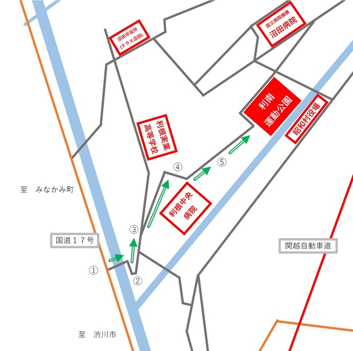 国道17号線からのアクセスマップ