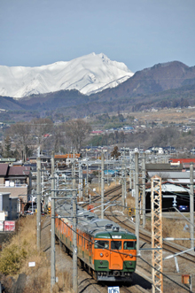 写真：谷川岳と上越線