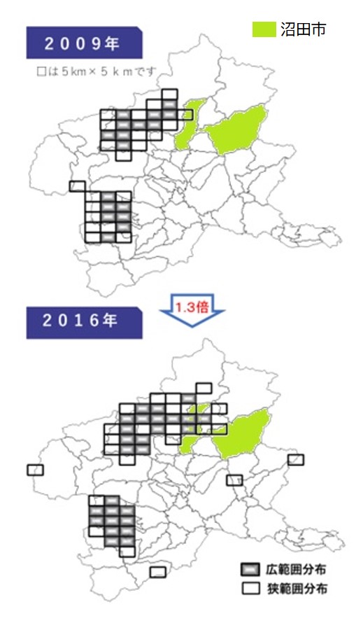 ヤマビル分布域の経年変化