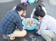 木育プログラム体験学習として、水のつみきあそびを行いました