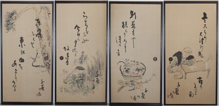 小川千甕の絵が描かれた襖